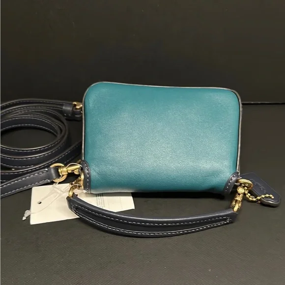 Coach Tabby 13 In Colorblock mini C Metal Purse Leather crossbody bag NWT Blue - Picture 9 of 10